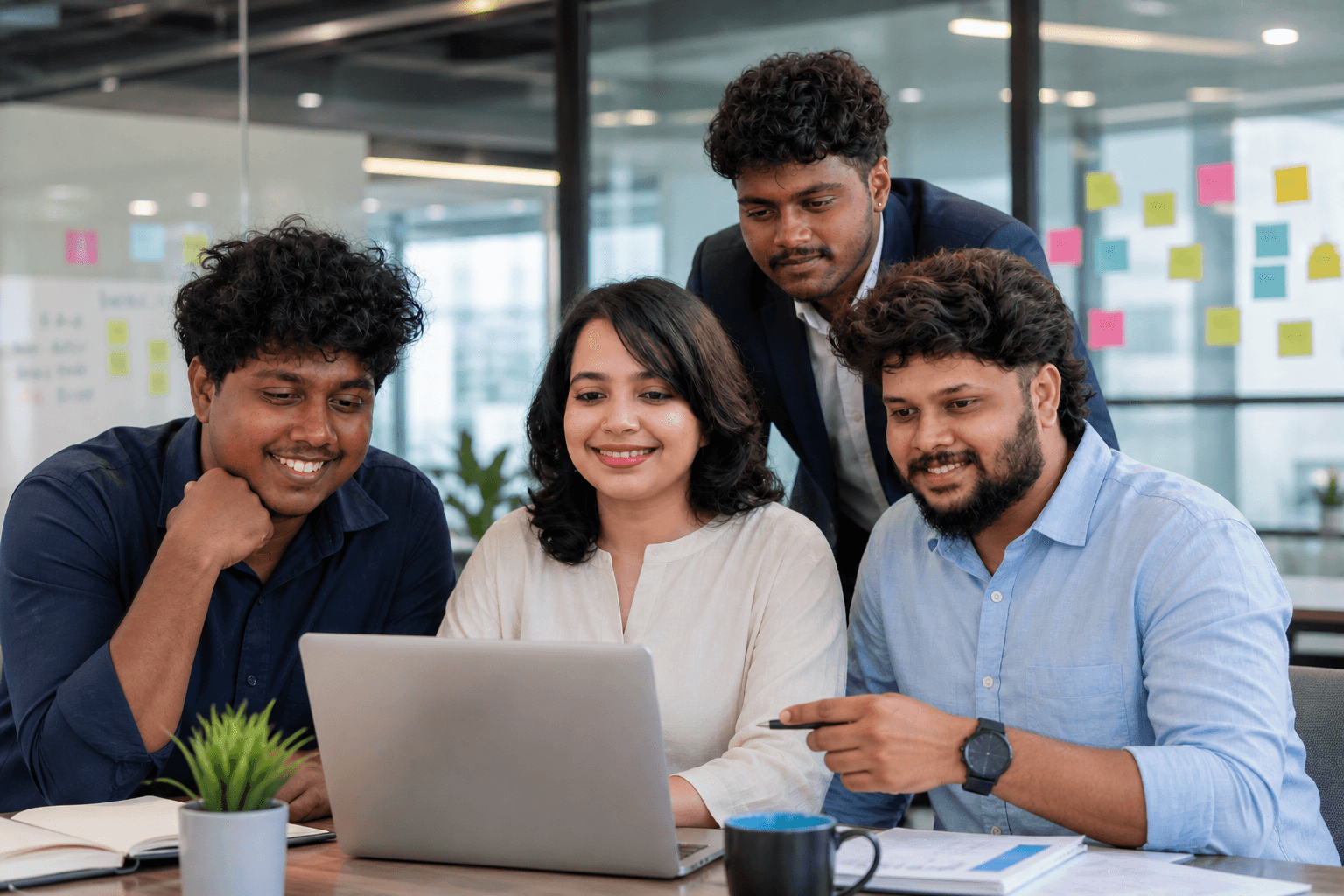 Professional team collaboration in a modern office